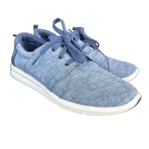 Toms Del Rey Shoes Womens 7 Blue Canvas Low Top Lace Up Casual Sneakers